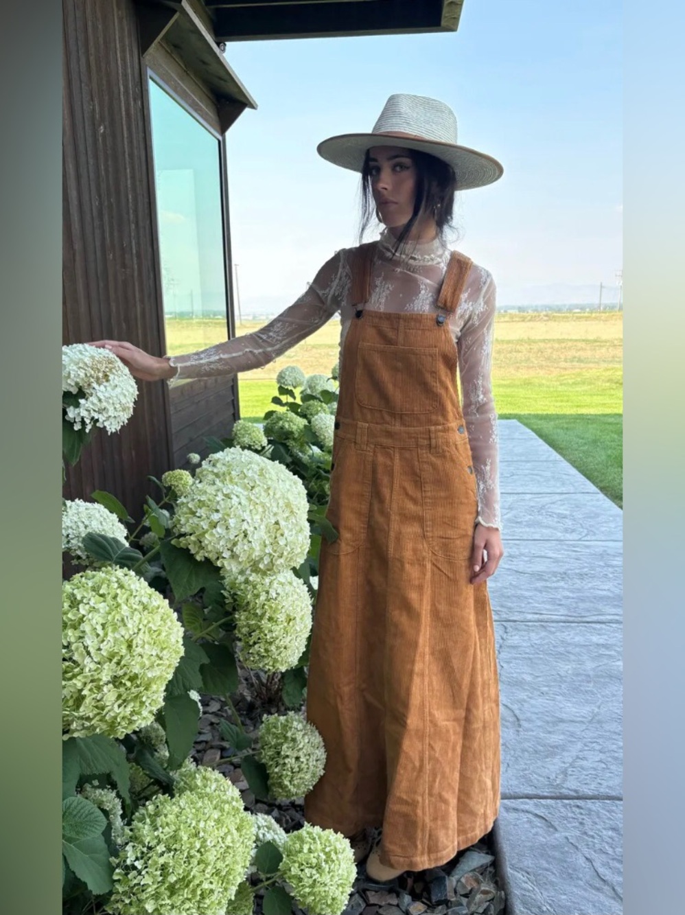 Spell /Summit Cord Overall Maxi Dress Golden Oak - Sz. XL (10/12) NWT Australia